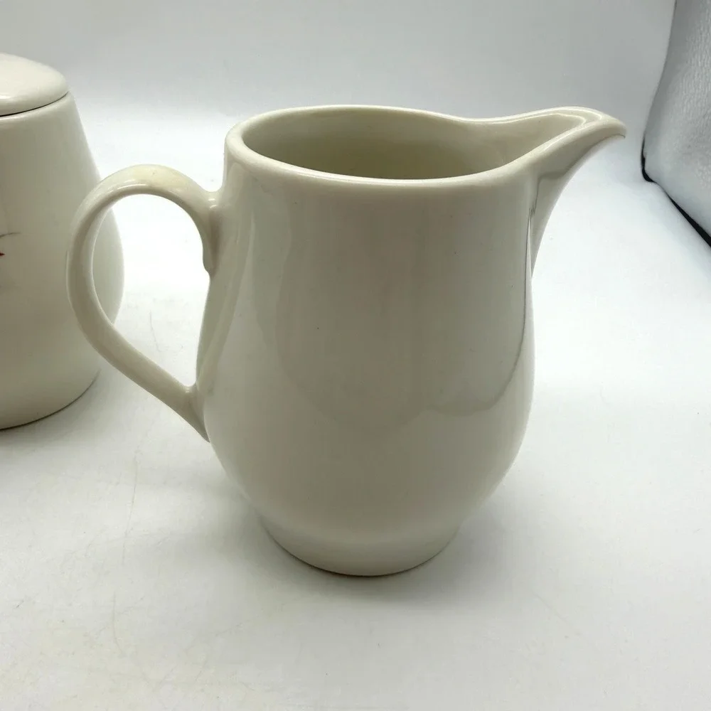 Syracuse China Flame Lily Creamer and Sugar Bowl Set Vintage MCM USA cafefree